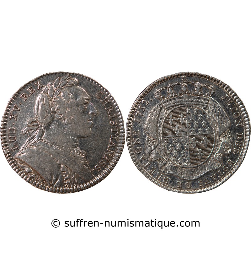 ETATS DE BRETAGNE, LOUIS XV – JETON ARGENT 1752 RENNES Daniel 101