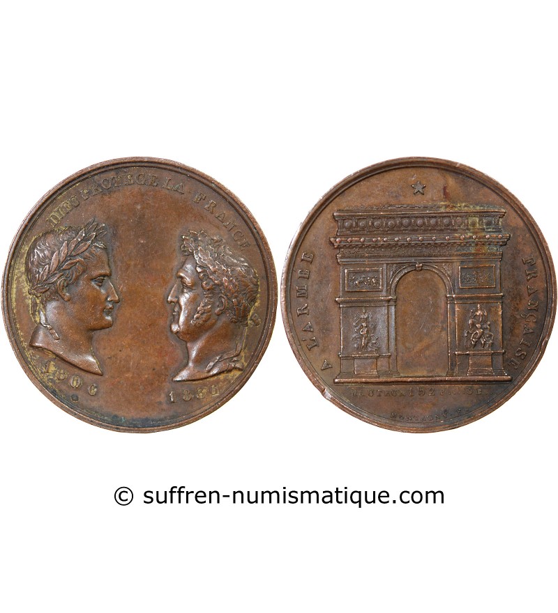 LOUIS-PHILIPPE - PETITE MEDAILLE BRONZE 1836 - ARC DE TRIOMPHE