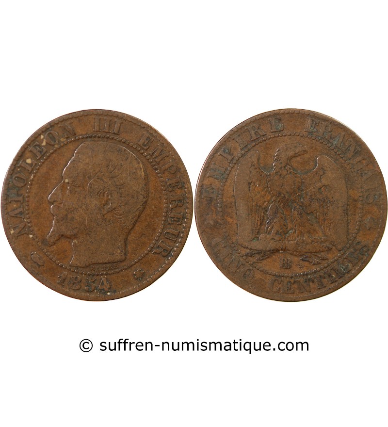 NAPOLEON III - 5 CENTIMES 1854 BB STRASBOURG