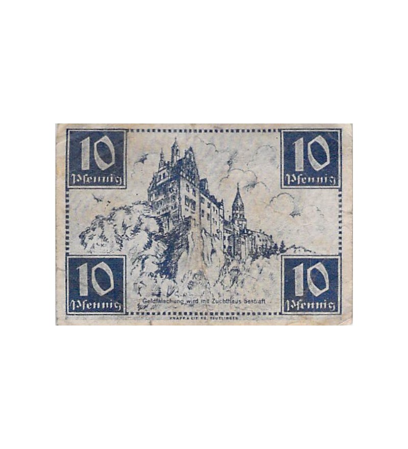 ALLEMAGNE, WURTEMBERG-HOHENZOLLERN - 10 PFENNIG 1947 TÜBINGEN