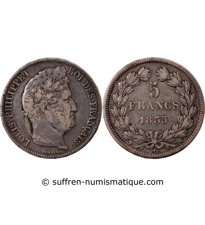 LOUIS PHILIPPE﻿ - 5 FRANCS 1835 MA MARSEILLE