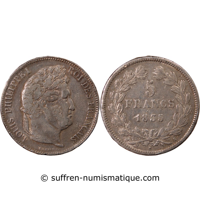 LOUIS PHILIPPE﻿ - 5 FRANCS ARGENT 1835 I LIMOGES "2e Type Domard"