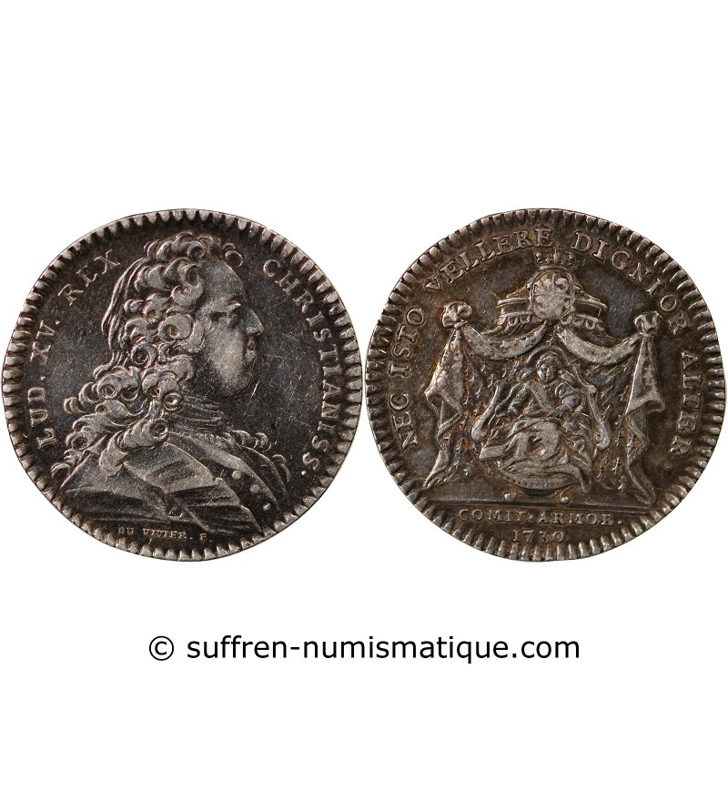 ETATS DE BRETAGNE, LOUIS XV – JETON ARGENT 1730 SAINT-BRIEUC Daniel 84