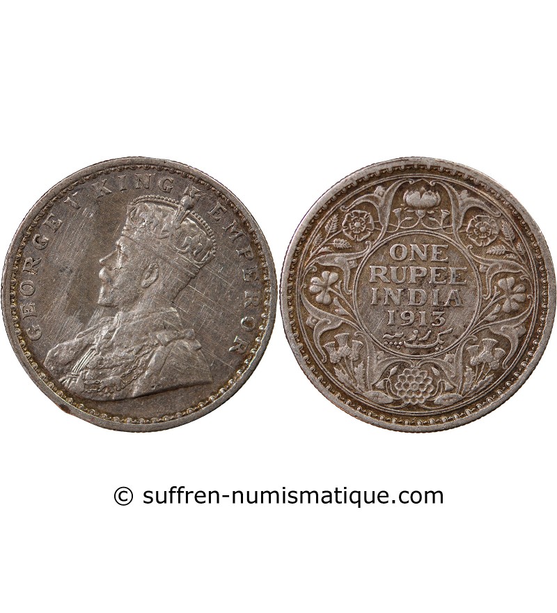 INDE, GEORGES V - RUPEE ARGENT 1913