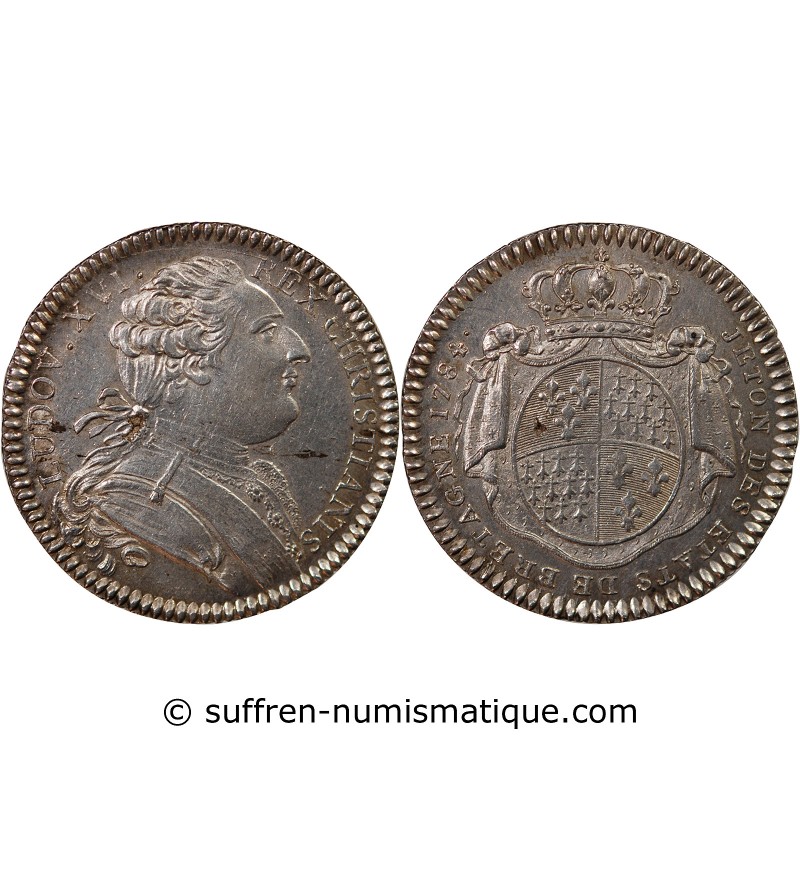 ETATS DE BRETAGNE, LOUIS XVI – JETON ARGENT 1784 RENNES Daniel 130