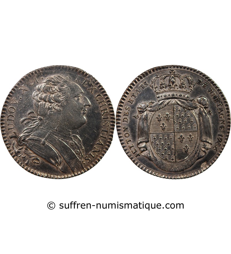 ETATS DE BRETAGNE, LOUIS XVI – JETON ARGENT 1786 RENNES