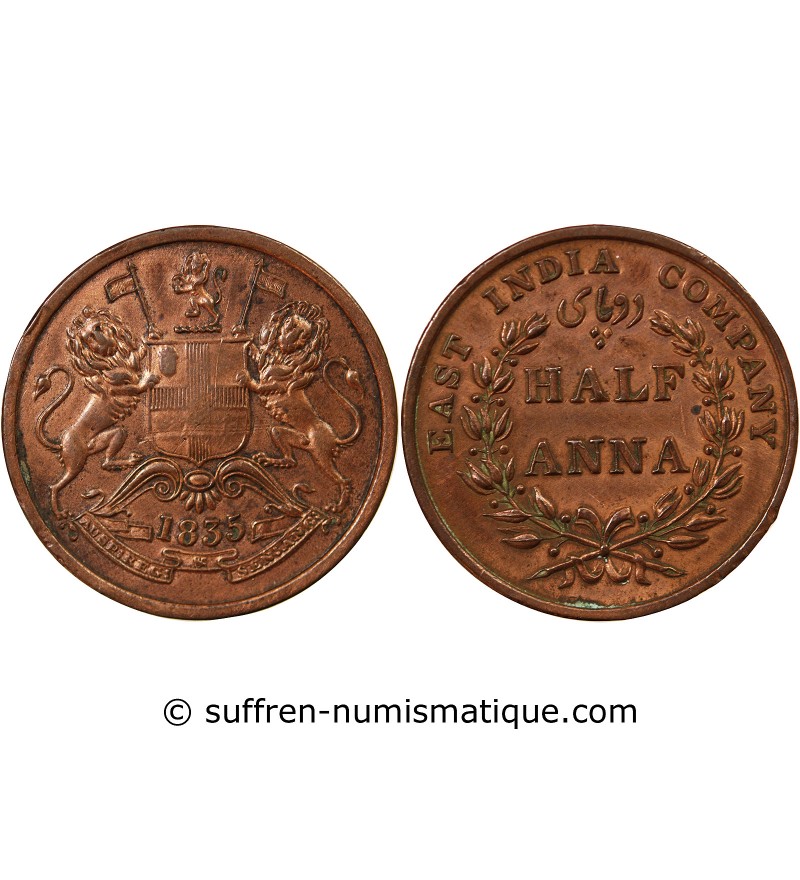 INDE, EAST INDIA COMPANY - 1/2 ANNA 1845