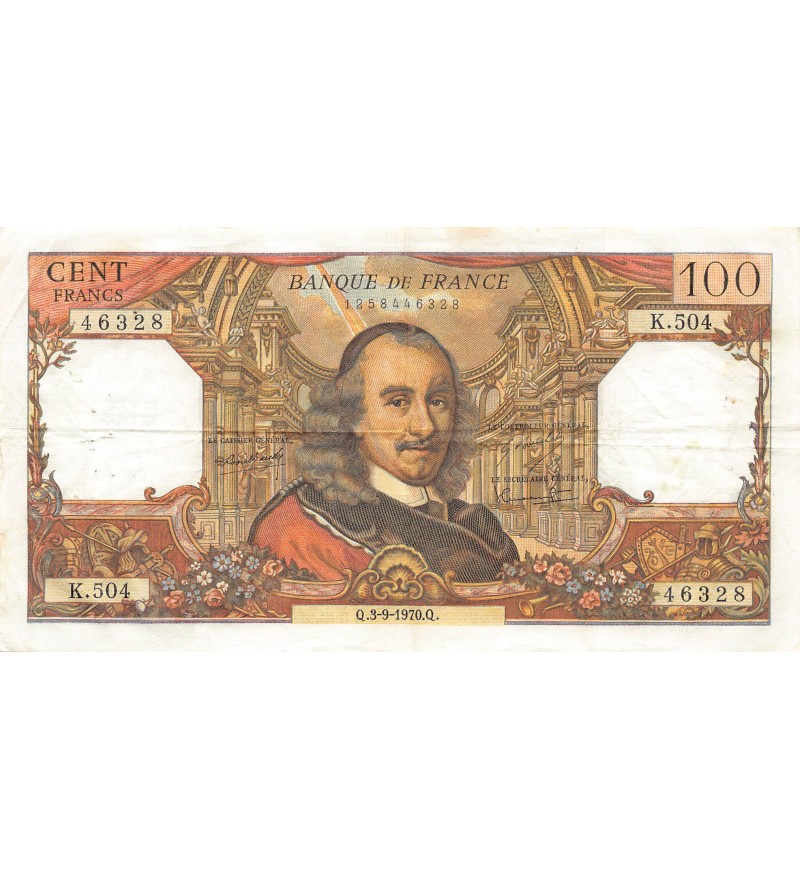 FRANCE, CORNEILLE - 100 FRANCS 06/11/1969 - SÉRIE K.504 - TTB