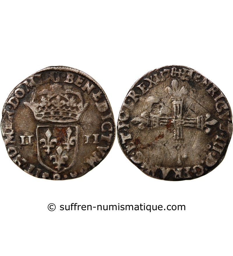 Henri III 1/4 Ecu Argent 1578 9 Rennes