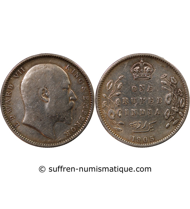 INDE, EDOUARD VII - RUPEE ARGENT 1905