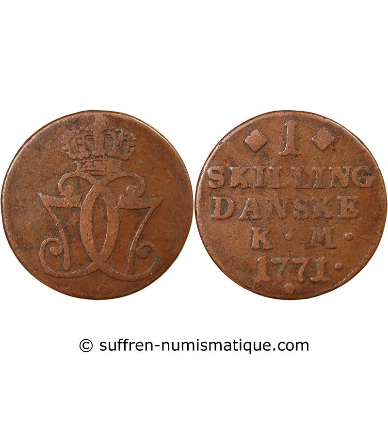 DANEMARK, CHRISTIAN VII - 1 SKILLING DANSKE 1771