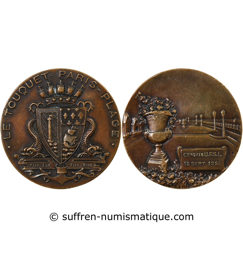 LE TOUQUET, CONGRES UFSI - JETON BRONZE 1924