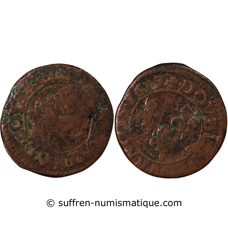 LOUIS XIII - DOUBLE TOURNOIS 1619 G POITIERS