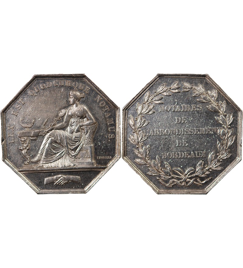 NOTAIRES, BORDEAUX – JETON ARGENT poinçon Abeille (1845-1860)