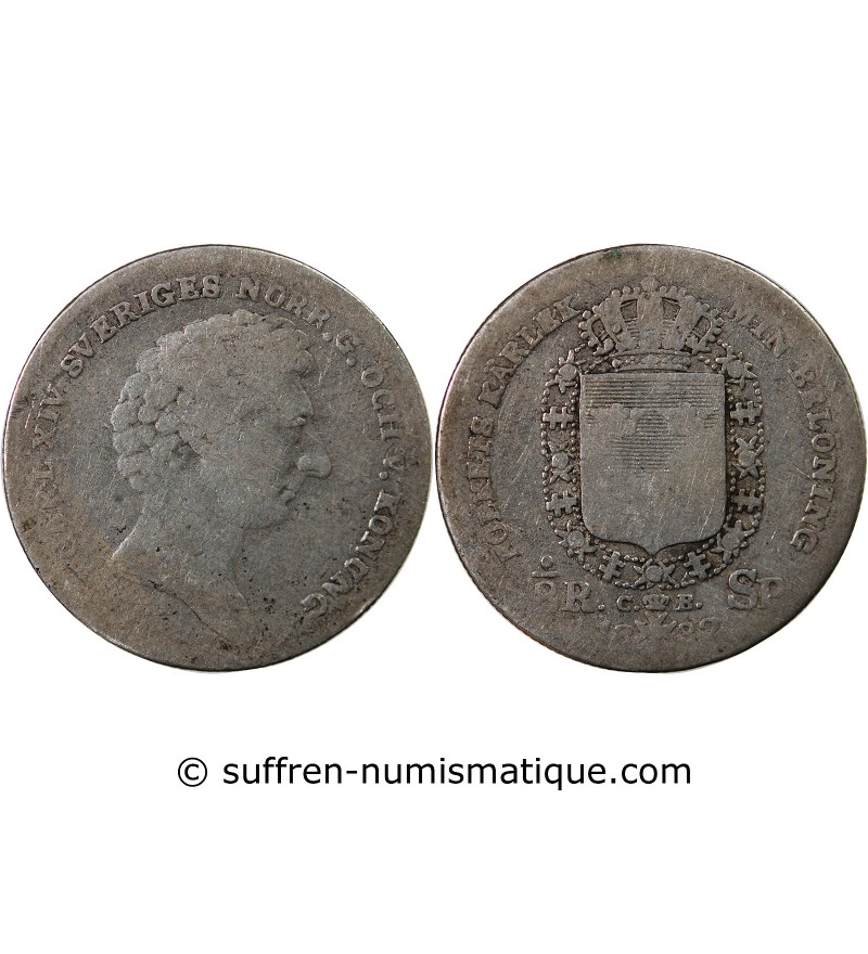 SUÈDE, CARL XIV JOHAN - 1/8 RIKSDALER ARGENT 1835