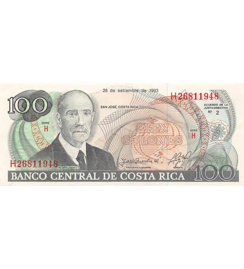 COSTA RICA, RICARDO JIMENEZ - 100 COLONES 1993 - NEUF