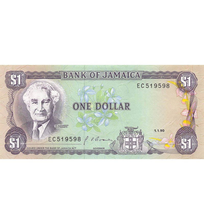 JAMAIQUE, SIR ALEXANDER BUSTAMANTE - 1 DOLLAR 1990 - P.NEUF