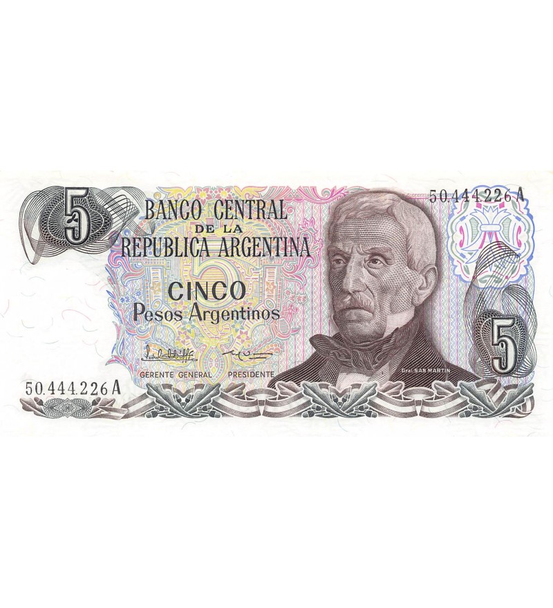 ARGENTINE, GENERAL SAN MARTIN - 5 PESOS 1983 / 1984 - P.NEUF