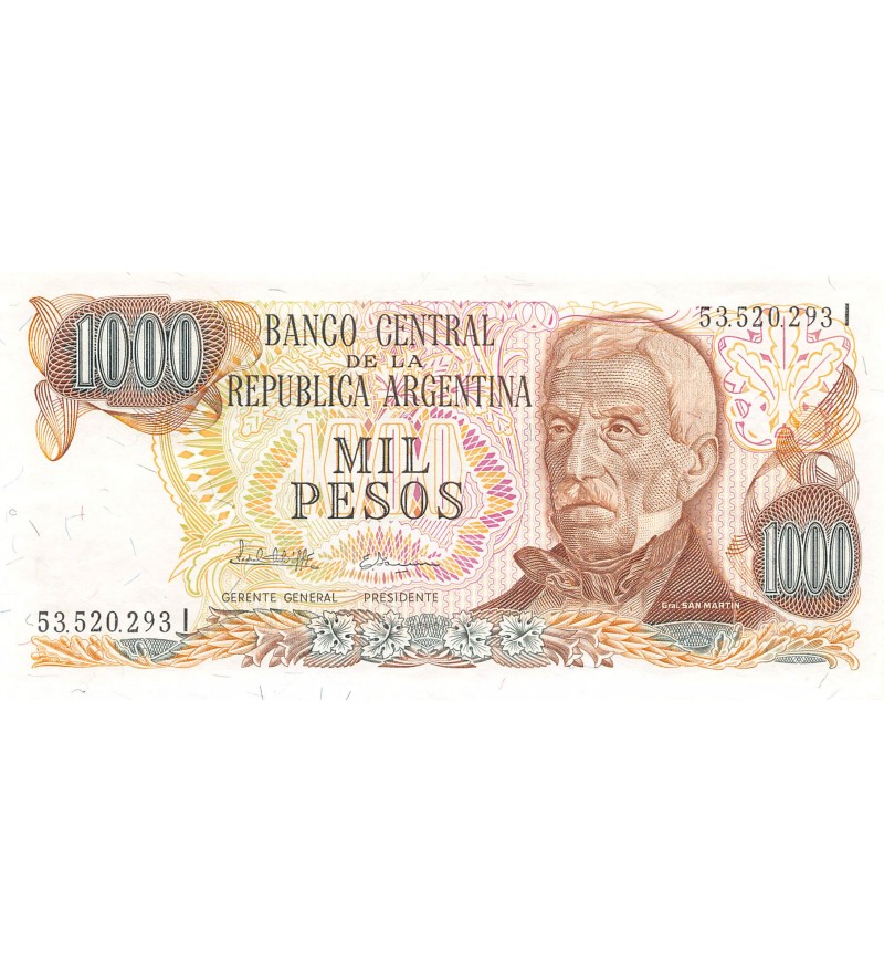 ARGENTINE, GENERAL SAN MARTIN - 1000 PESOS 1976 / 1983 - P.NEUF