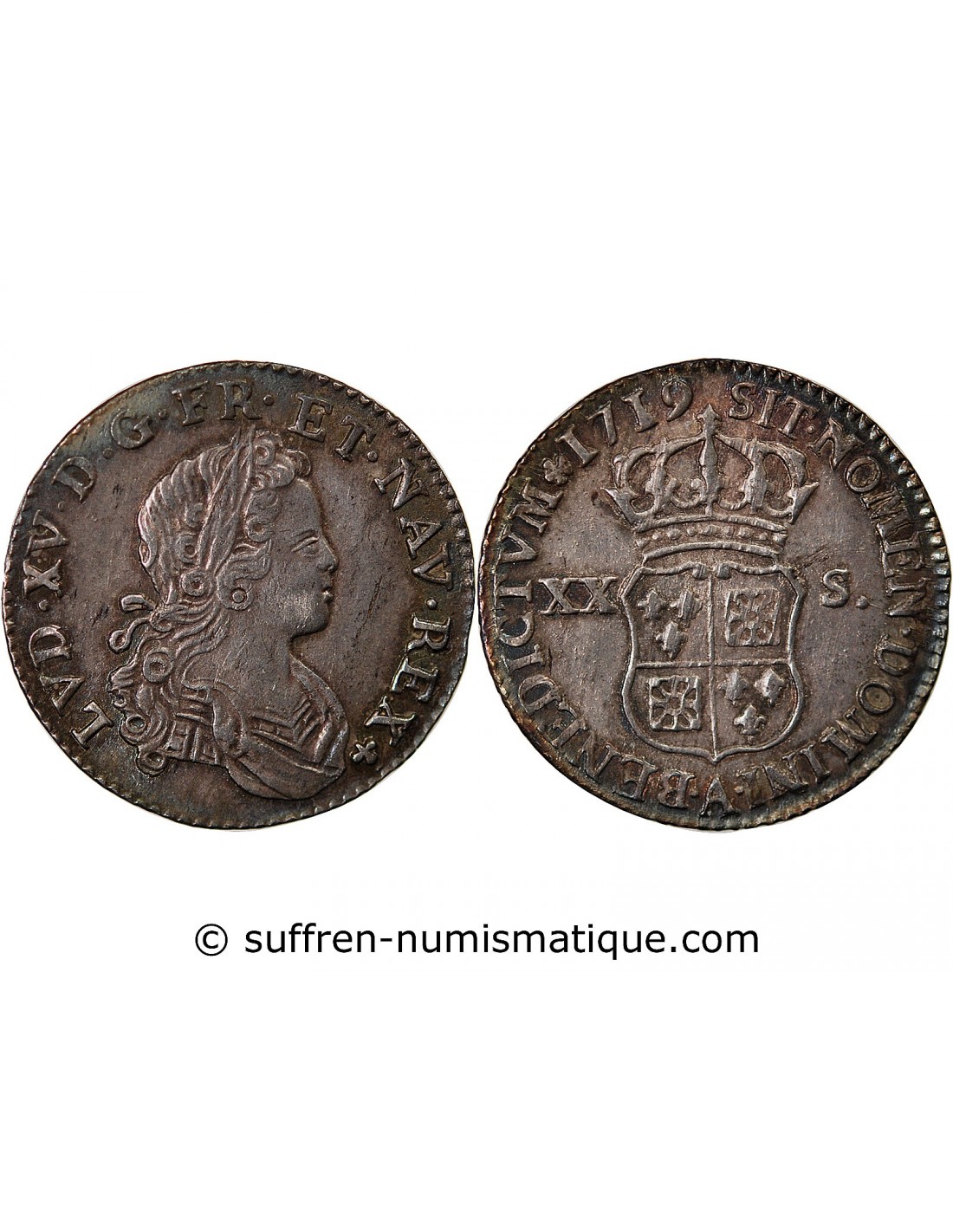 France 1/2 Sol 1720 S Coin, Louis XV, Demi sol au buste enfantin