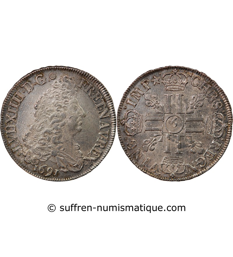 LOUIS XIV﻿ - ECU ARGENT AUX HUIT L 1691 9 RENNES - Réformation