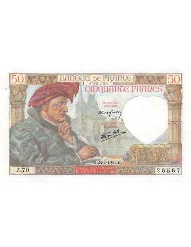 FRANCE, JACQUES COEUR - 50 FRANCS 24/04/1941 - SÉRIE Z.70 - SPL