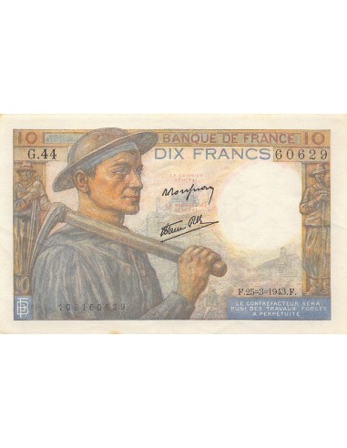 FRANCE, MINEUR - 10 FRANCS 25/03/1943 - SÉRIE G.44 - PSUP