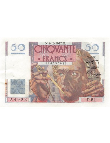 FRANCE - 50 FRANCS LE VERRIER 02/10/1947 - SÉRIE P.91 - TTB+