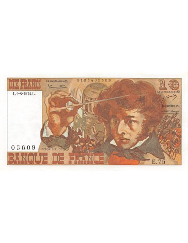 FRANCE, BERLIOZ - 10 FRANCS 01/08/1974 - SÉRIE E.75 - SUP+