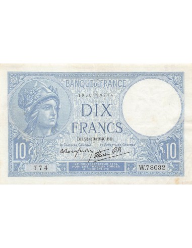 FRANCE - 10 FRANCS MINERVE 24/10/1940 - TTB+