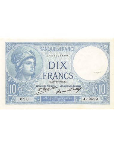 FRANCE - 10 FRANCS MINERVE 20/08/1931 - SUP